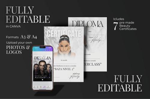 BEAUTY CERTIFICATES - A3 & A4 formats