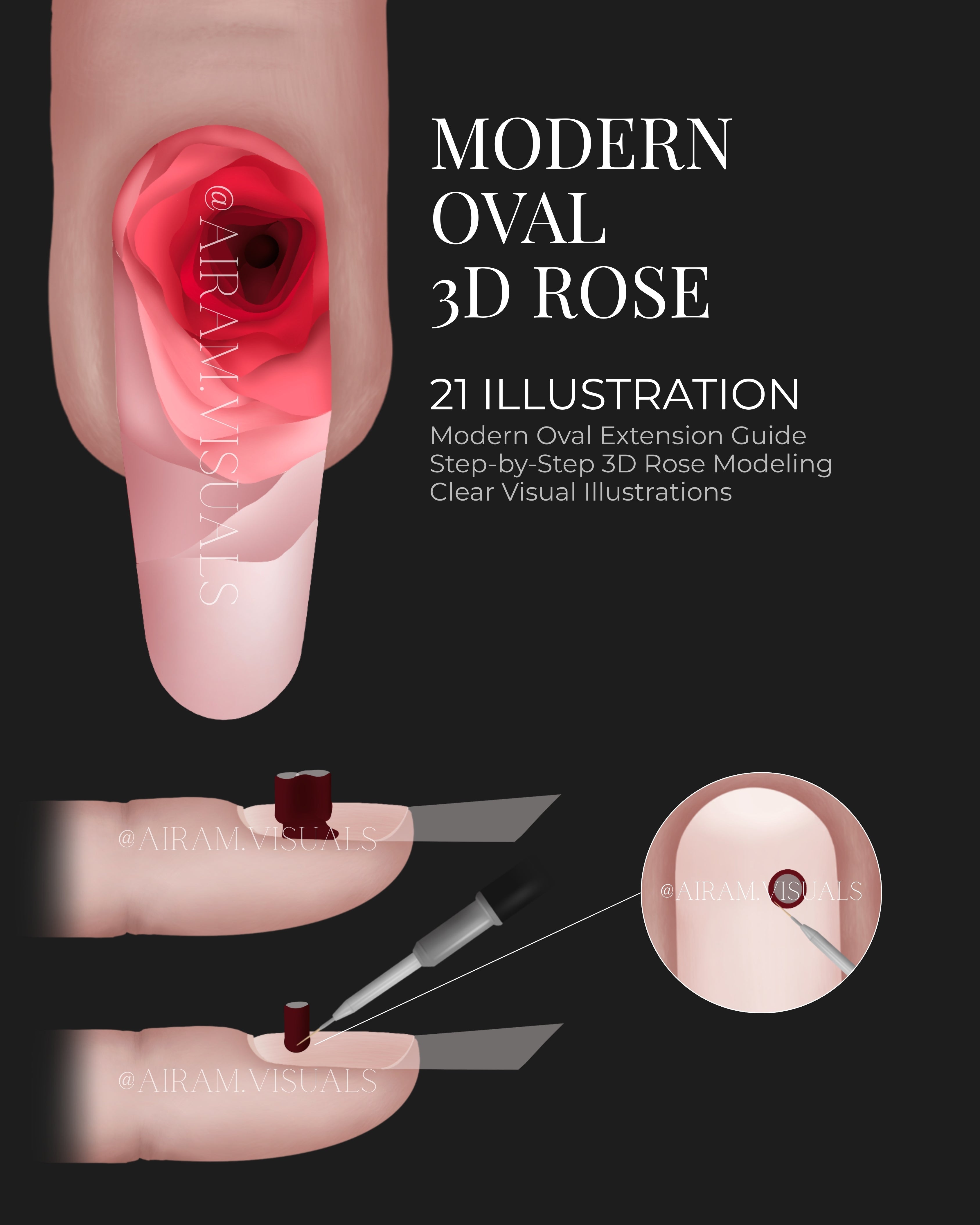 Oval Modern cu Trandafir 3D - 21 de ilustrații