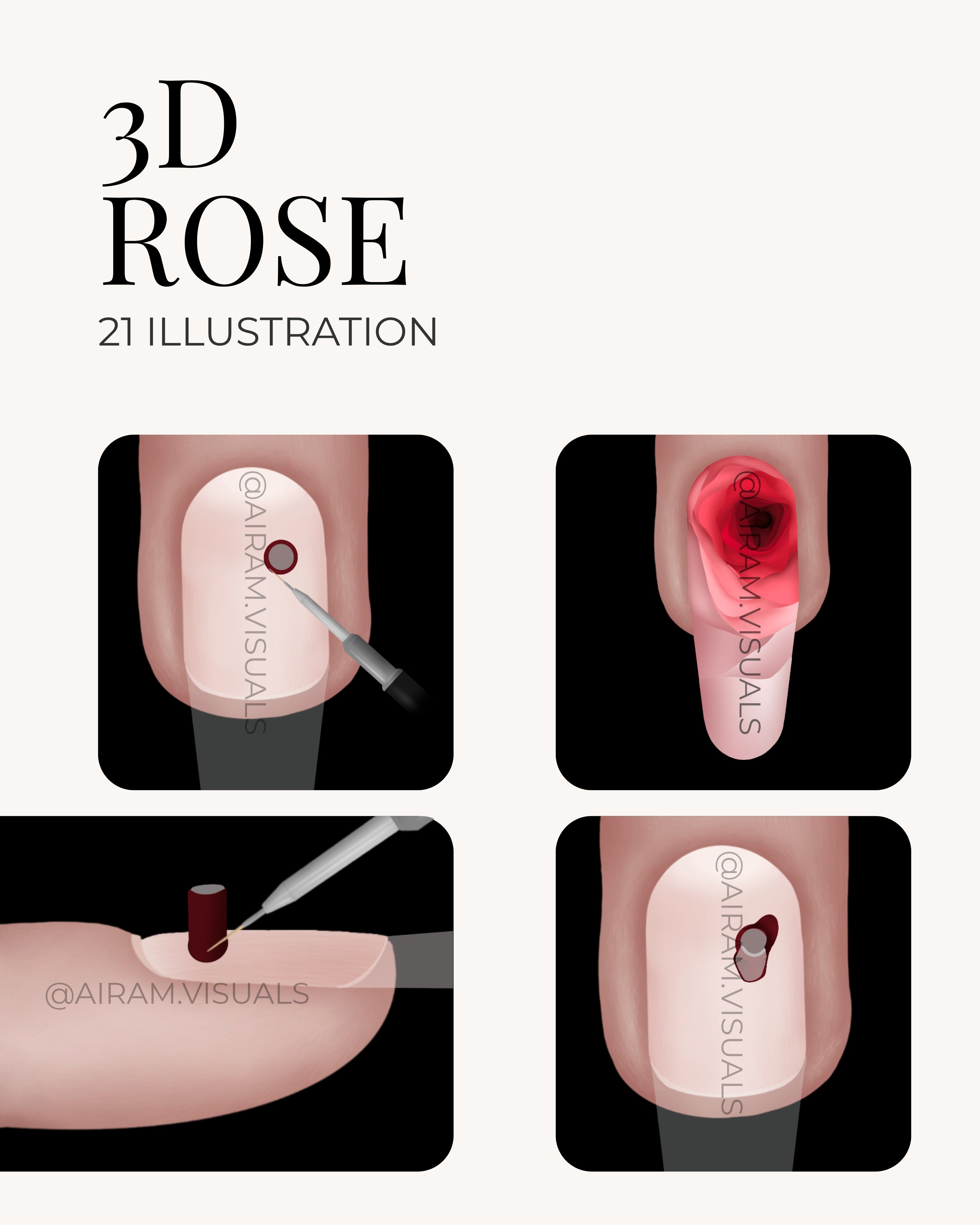 Oval Modern cu Trandafir 3D - 21 de ilustrații